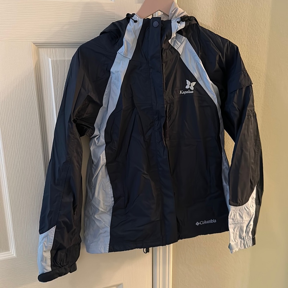 Columbia Navy Blue Rain Jacket in size medium.